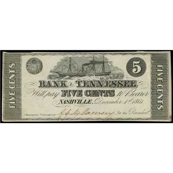 Nashville, Bank of Tennessee, 5 cents, Dec. 1, 1861.