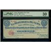 Image 1 : Cuba, Junta Central Republicana de Cuba y Puerto Rico, 5 pesos, 1869, serial L 4517, PMG VF 30, ex-E