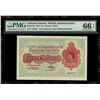 Image 1 : Falkland Islands, 5 pounds, 30-1-1975, Elizabeth II, serial C62657, PMG Gem UNC 66 EPQ.