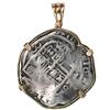 Image 2 : Mexico City, Mexico, cob 8 reales, Philip III, assayer F (pre-1607), mounted cross-side out in 14K g