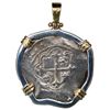 Image 1 : Mexico City, Mexico, cob 2 reales, Philip III, assayer not visible, mounted cross-side out in heavy 