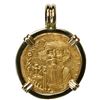 Image 1 : Byzantine Empire, AV solidus, Constans II, 641-668 AD, Constantinople mint, mounted head-side out in
