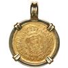 Image 2 : Popayan, Colombia, gold bust 1 escudo, 1795 JF, mounted bust-side out in 18K gold pendant with fixed