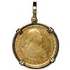 Image 1 : Madrid, Spain, gold bust 2 escudos, Charles IV, 1800 MF, mounted in 18K gold pendant with shackle ba