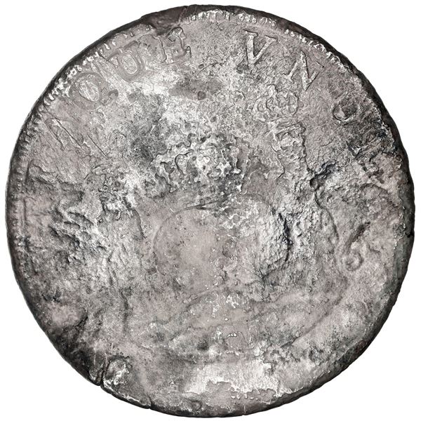 Mexico City, Mexico, pillar 8 reales, Ferdinand VI, 1754 MF, dissimilar crowns.