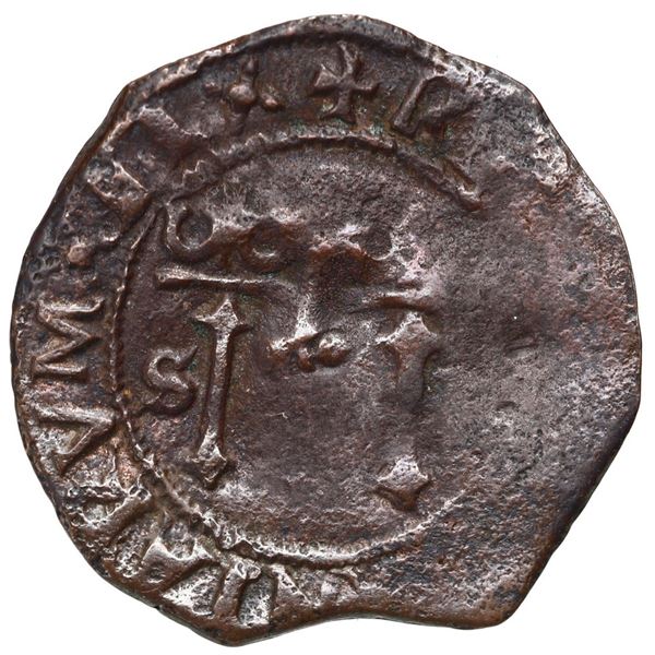 Santo Domingo, Dominican Republic, copper 4 maravedis, Charles-Joanna, assayer F to left, denominati