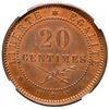 Image 2 : Haiti, copper essai 20 centimes, 1877-IB, NGC PF 64 Red-Brown.
