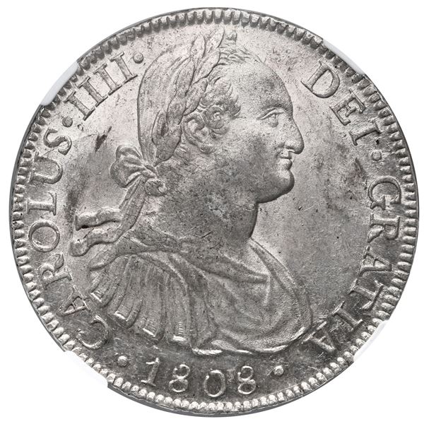 Mexico City, Mexico, bust 8 reales, Charles IV, 1808 TH, NGC MS 61.