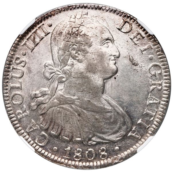 Mexico City, Mexico, bust 8 reales, Charles IV, 1808 TH, NGC MS 61.