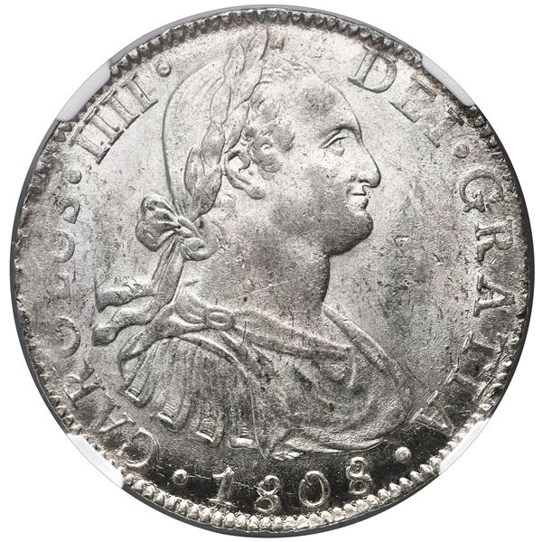 Mexico City, Mexico, bust 8 reales, Charles IV, 1808 TH, NGC MS 61.