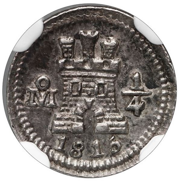 Mexico City, Mexico, 1/4 real, 1815, NGC AU 58.