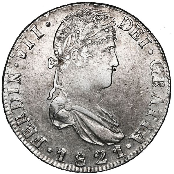 Zacatecas, Mexico, bust 8 reales, Ferdinand VII, 1821 RG.