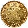 Image 1 : Lima, Peru, gold 8 bust escudos, Charles III, 1780 MI, NGC AU 55.