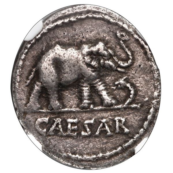 Roman Imperatorial, AR denarius, Julius Caesar, military mint traveling with Caesar, ca. 44 BC, NGC