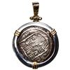 Image 2 : Mexico City, Mexico, cob 1 real, Philip III, assayer F, mounted cross-side out in heavy silver penda