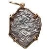 Image 2 : Potosi, Bolivia, cob 8 reales, 1620 T, mounted cross-side out in 14K gold pendant with shackle bail.