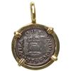Image 1 : Mexico City, Mexico, pillar 1/2 real, Philip V, 1746 M, mounted in 18K gold pendant with fixed bail.
