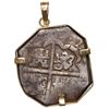 Image 1 : Seville, Spain, cob 8 reales, Philip IV, assayer R below mintmark S to left, mounted in 14K gold pen