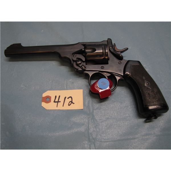 RESTRICTED:  Webley mark VI revolver, originally in 455 Webley, converted and relined to 44 S&W Spec