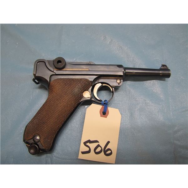 PROHIBITED :  Luger; DWM; Model 1920 commercial; caliber 9MM; Barrel length 92MM ; eight shots; semi