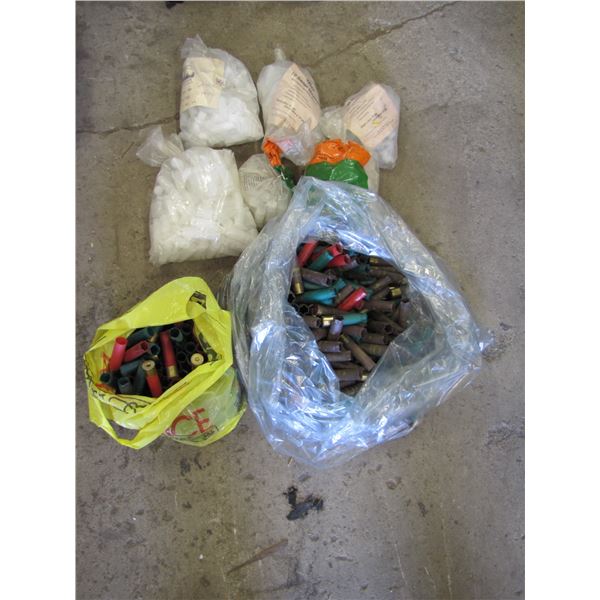 Lot of 10 gauge shotgun shell hulls and shot shell wads