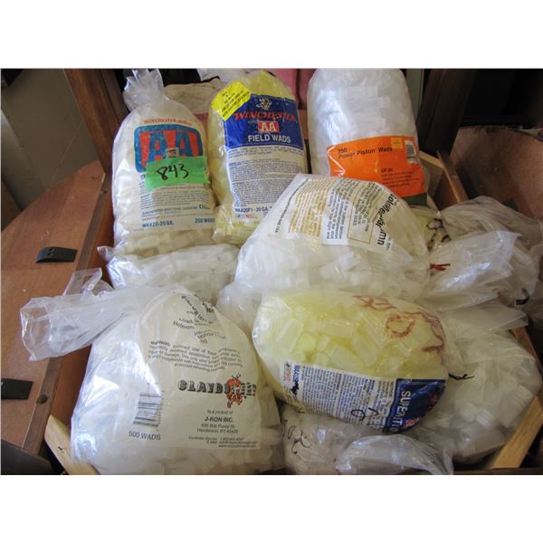 Lot of 20 gauge shotgun shell wads and 20 gauge shotgun shell hulls