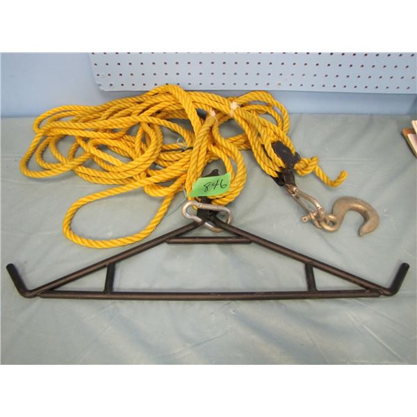 Game hanging gambrel with block and tackle consignor says good to 1500 lbs