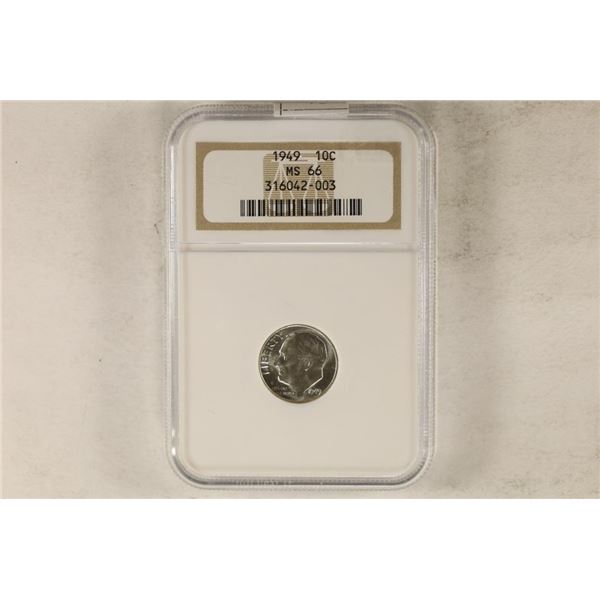 1949 ROOSEVELT DIME NGC MS66