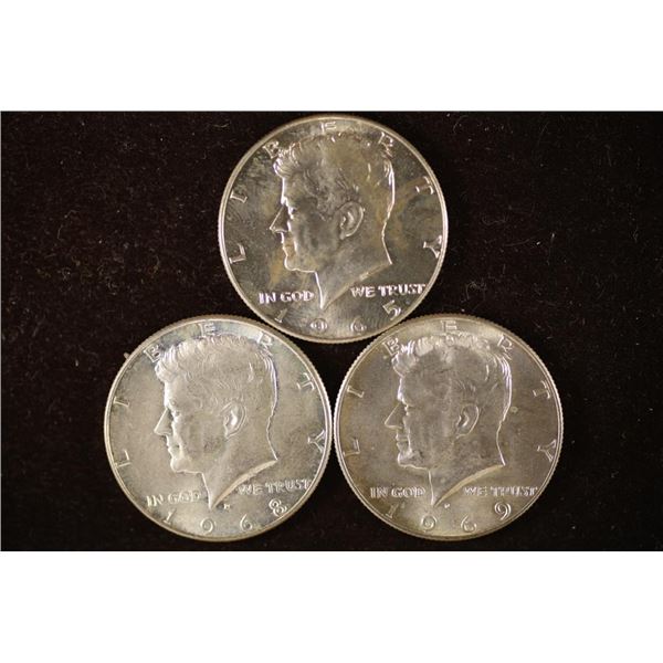 1965, 1968-D & 1969-D 40% SILVER JOHN F. KENNEDY