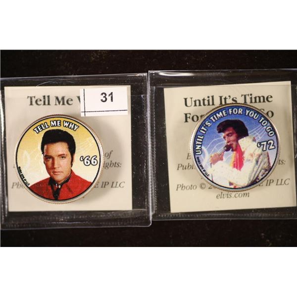 2-COLORIZED ELVIS PRESLEY KENNEDY HALF DOLLARS
