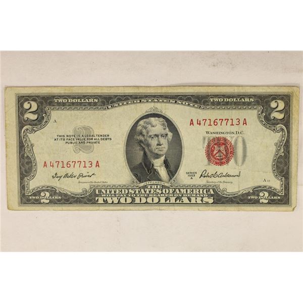 1953-A US $2 NOTE RED SEAL