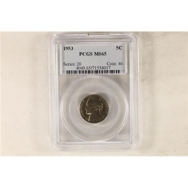 1953 JEFFERSON NICKEL PCGS MS65