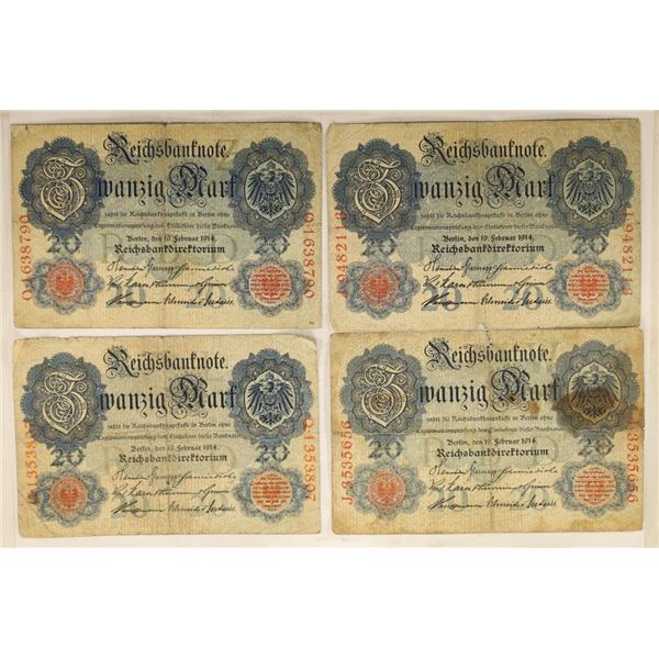 4-1914 GERMAN 20 MARK BILLS