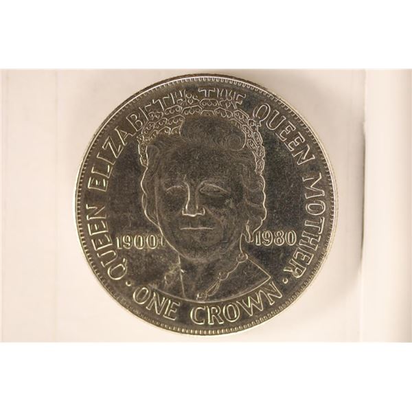 1980 ISLE OF MAN "QUEEN MOTHER" 1 CROWN (BU)COIN