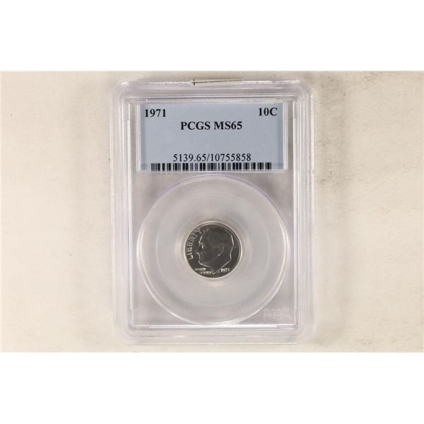 1971 ROOSEVELT DIME PCGS MS65