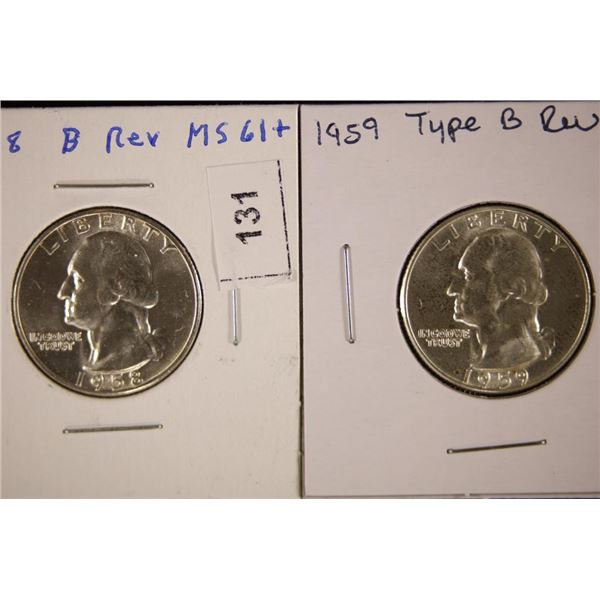 1958 & 1959 WASHINGTON QUARTERS BU: B REVERSES