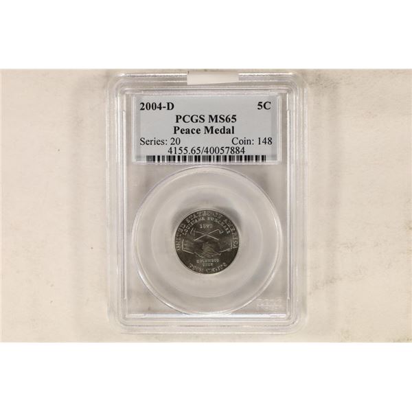 2004-D PEACE MEDAL NICKEL PCGS MS65
