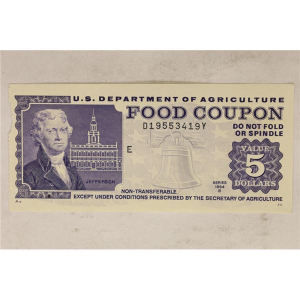 1994-B U.S. DEPARTMENT OF AGRICULTURE $5 FOOD