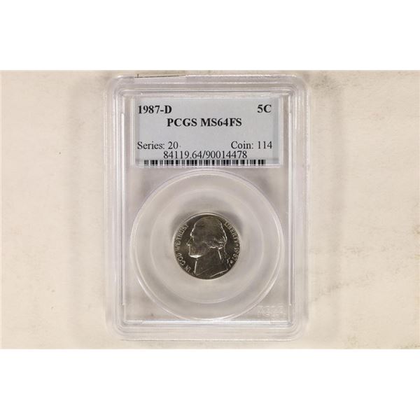 1987-D JEFFERSON NICKEL PCGS MS64FS