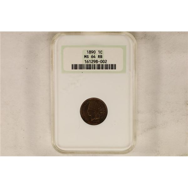 1890 INDIAN HEAD CENT NGC MS64RB