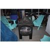 Metal outdoor fire pit with grill (46" T x 25 1/2" W x 22" L)