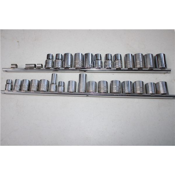 Socket set various sizes with holder
