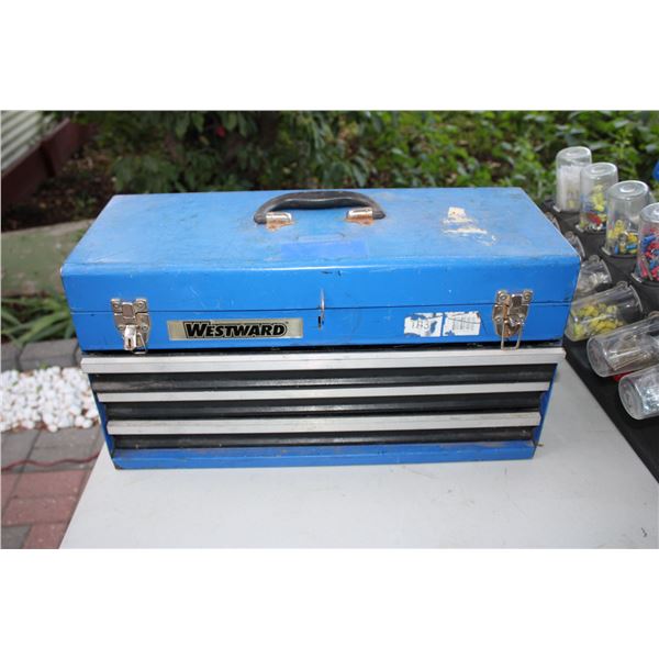 Westward toolbox with tools (21" L x 8 1/2" W x 11 1/4" T)