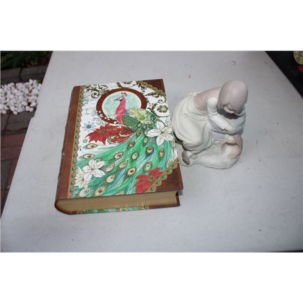 Trinket box "book" with ceramic figure (made in Spain)