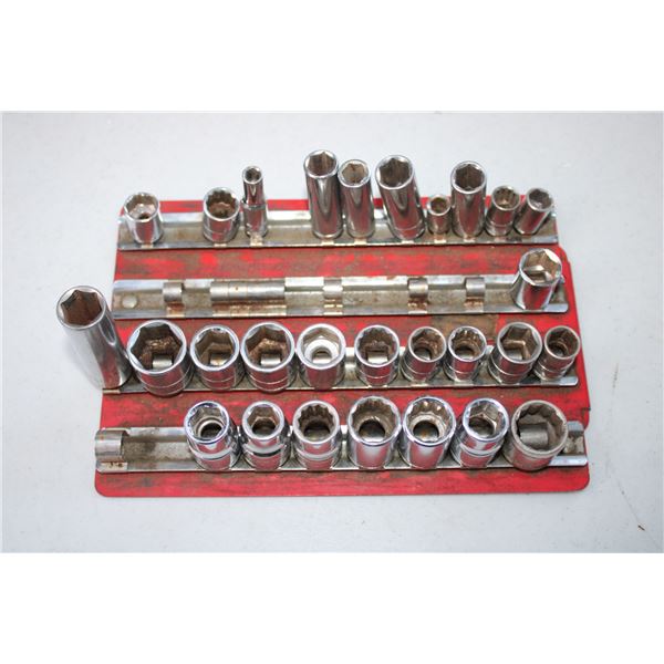 Socket set with holder (various sizes)