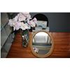 Image 1 : Wood framed mirror, vase with artificial flowers, decorative item