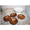 Image 1 : Wood bowls, pie dish, cake stand
