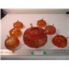 Image 6 : Carnival glass (ball + claw) footed bowls - (1) large + (6) small