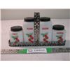 Image 1 : 4-piece Glass Spice Jars with Metal holder