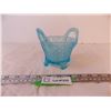 Image 1 : Vaseline Glass Footed Basket (Blue)